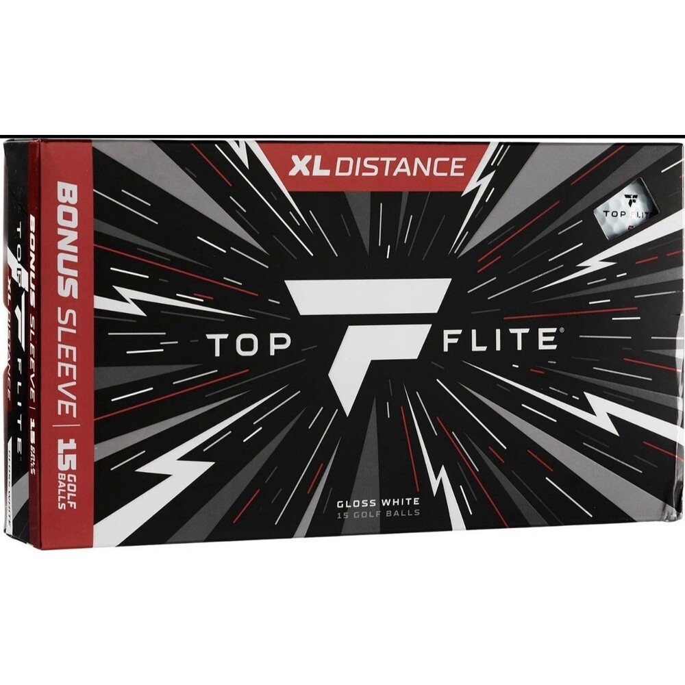 Top Flite 2025 XL Distance Golf Balls 15 Ball Pack  White/Yellow/Color Blast
